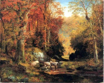 Cresheim Glen Wissahickon paisaje otoñal bosque de bosques de Thomas Moran Pinturas al óleo